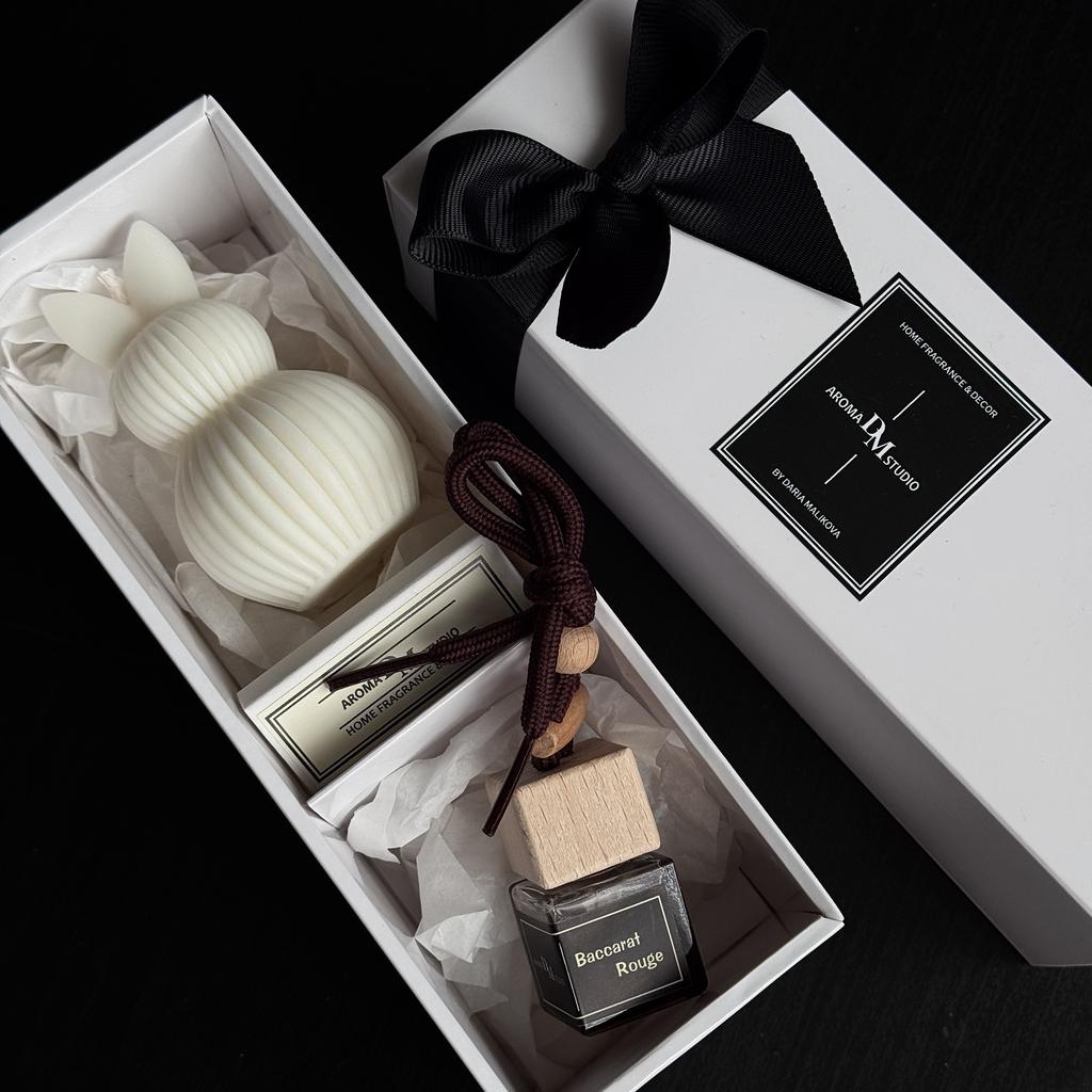 Подарочный бокс "свеча кролик + автопарфюм"