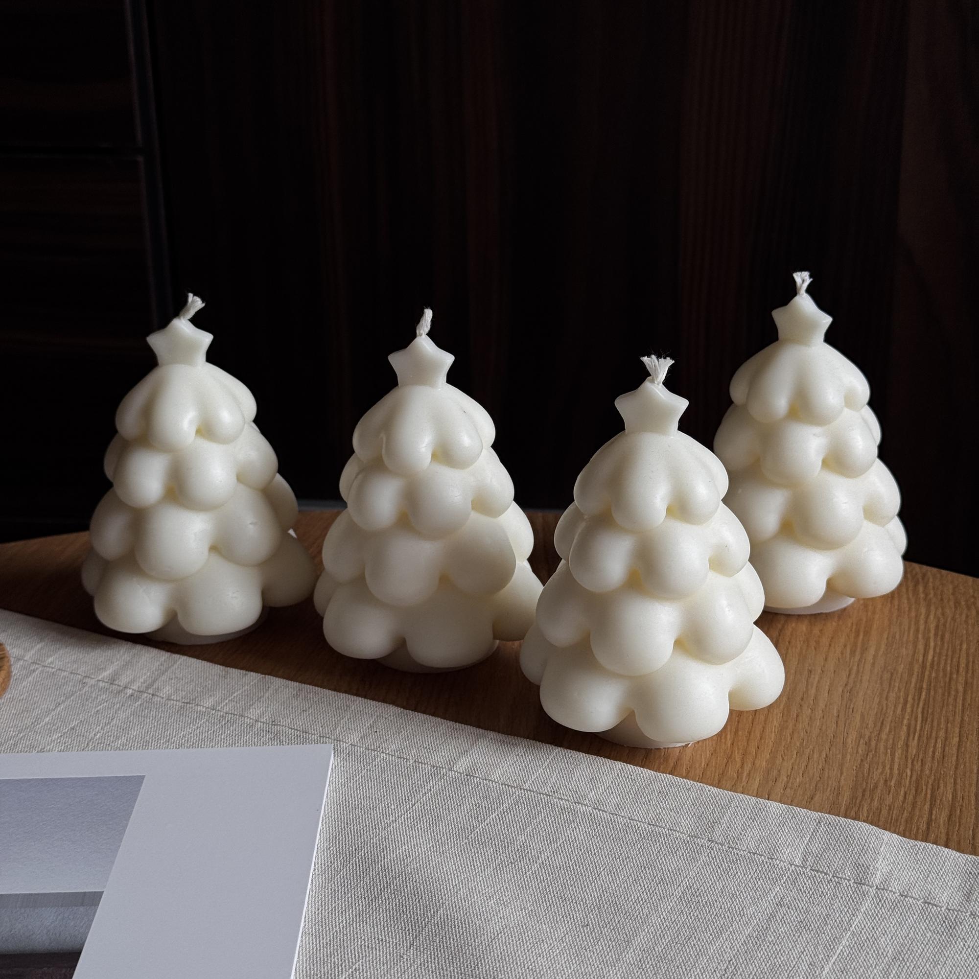 Свеча заснеженная ёлочка-зефирка