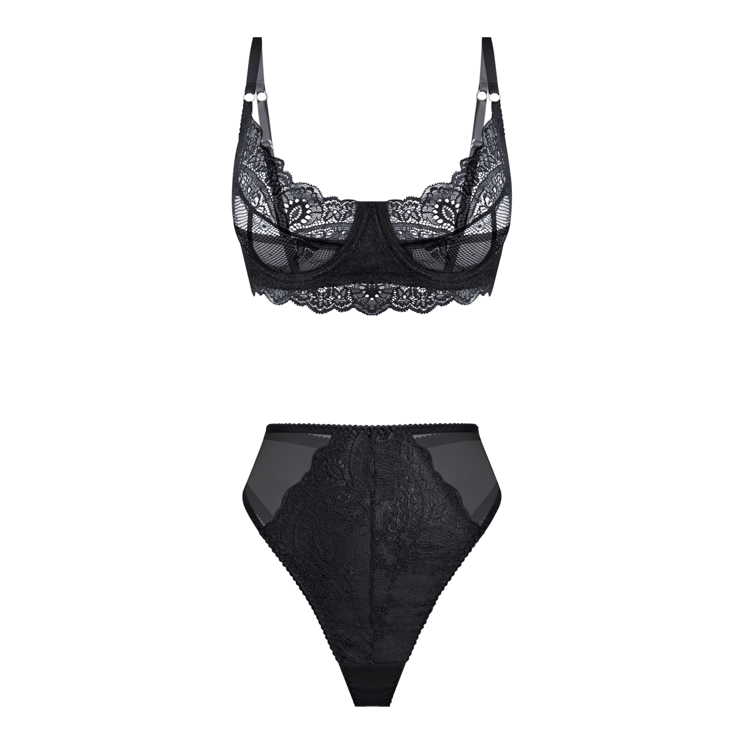 черный кружевной комплект balmy с элементами сетки