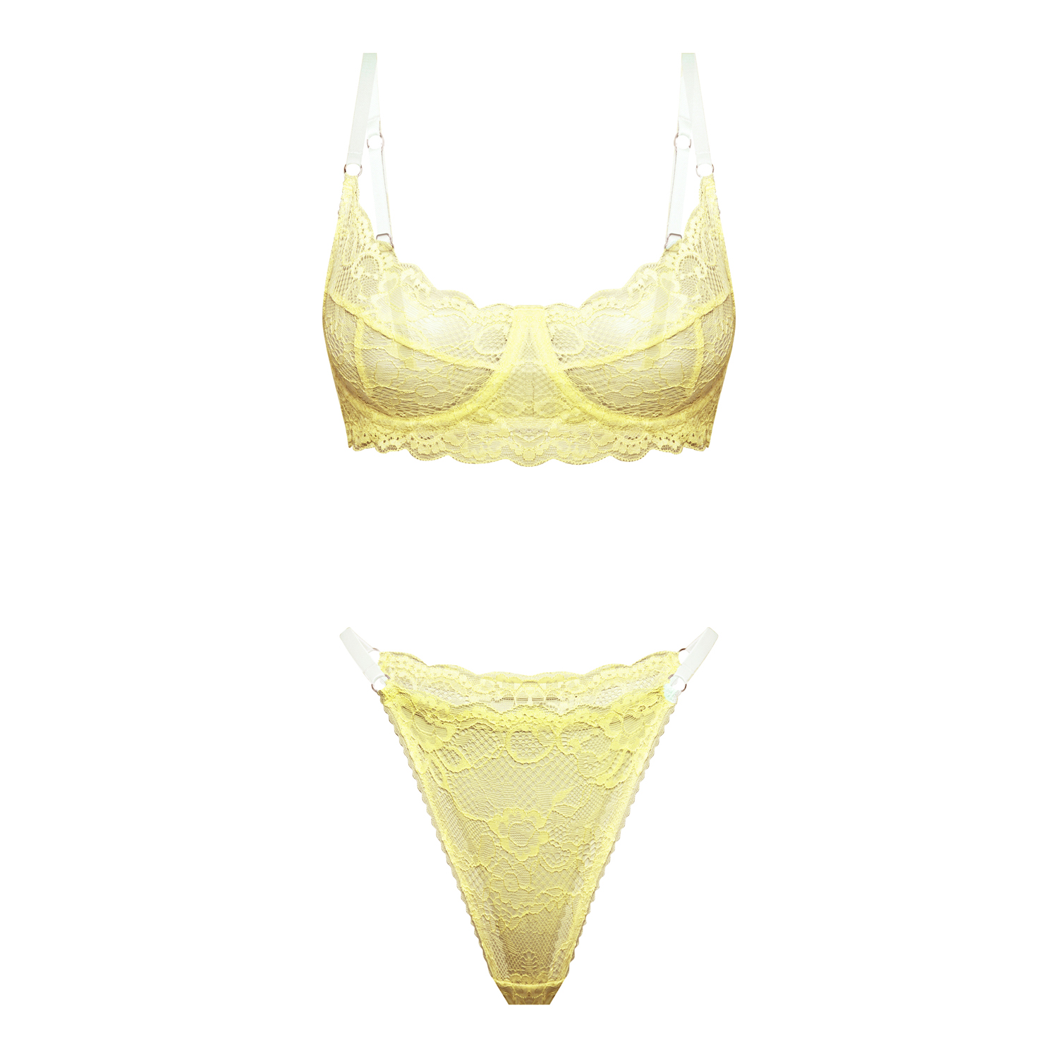 желто-лимонный кружевной комплект balmy