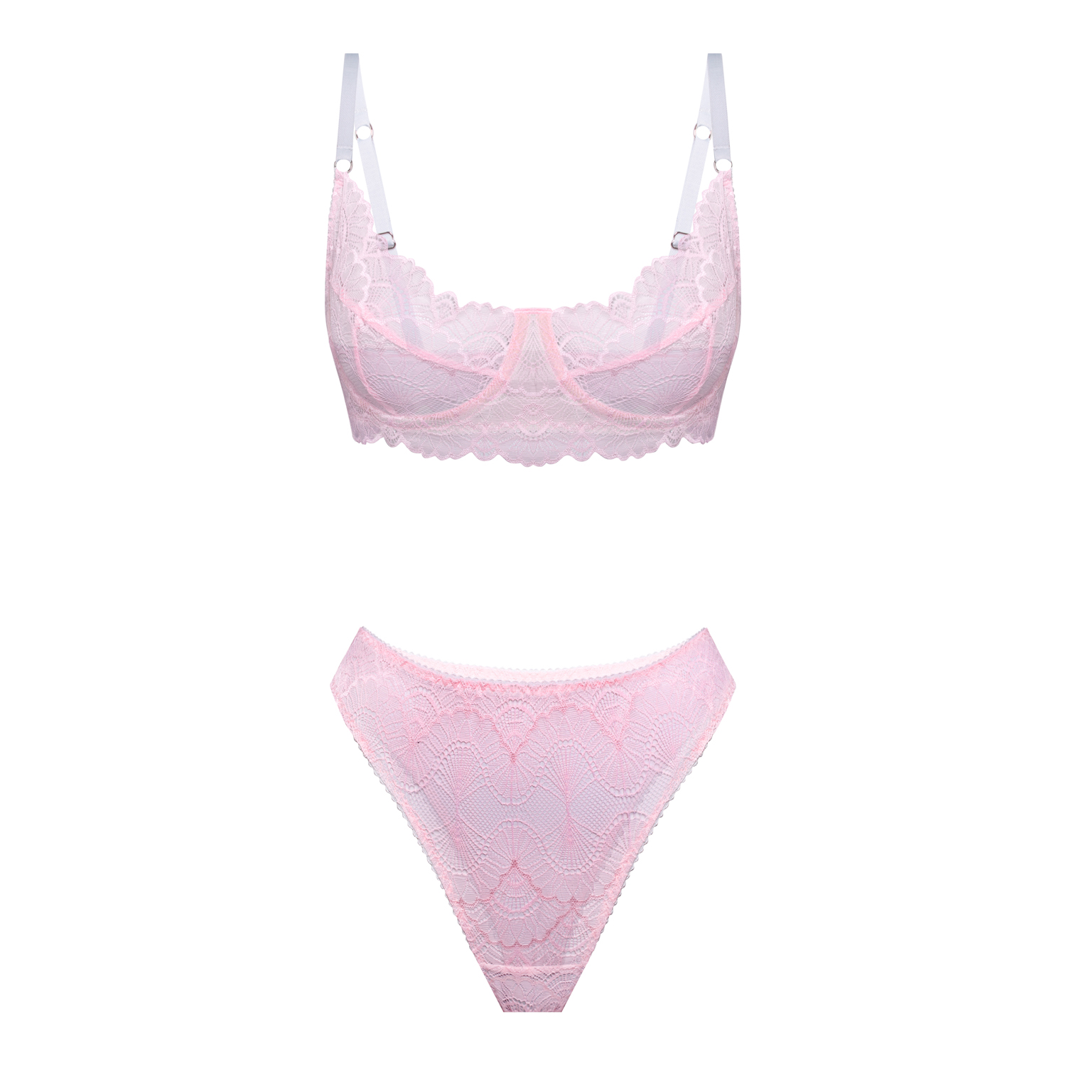 нежно-розовый кружевной комплект balmy