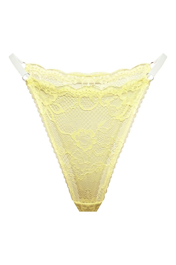 желто-лимонные кружевные трусы стринги balmy на бретелях