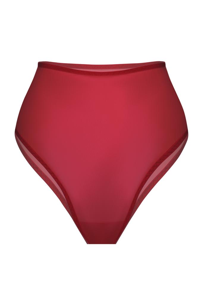 бордовые высокие трусы бразильяна из сетки