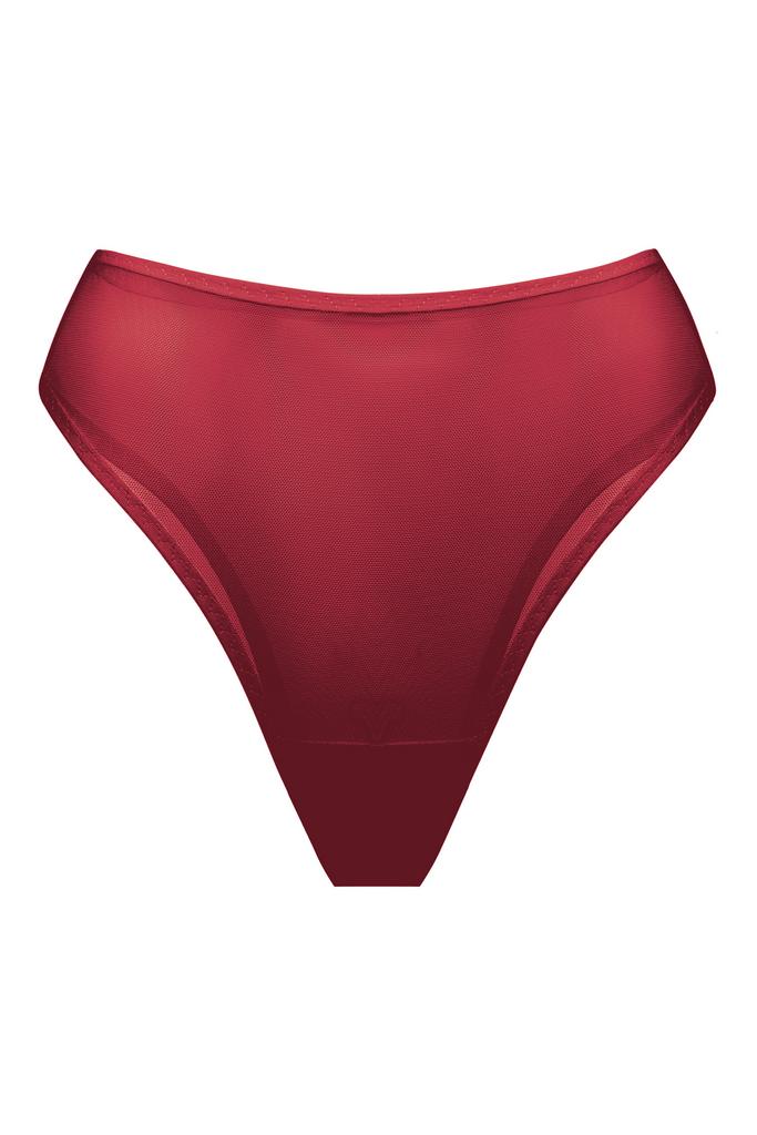 бордовые трусы бразильяна из сетки