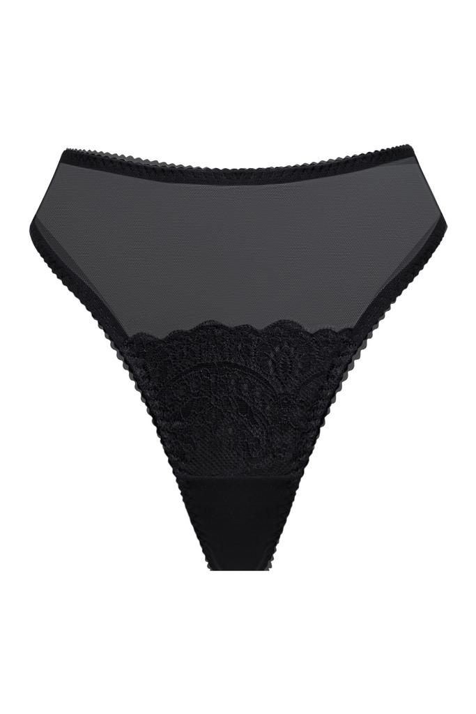 черные трусы бразильяна balmy из сетки и кружева