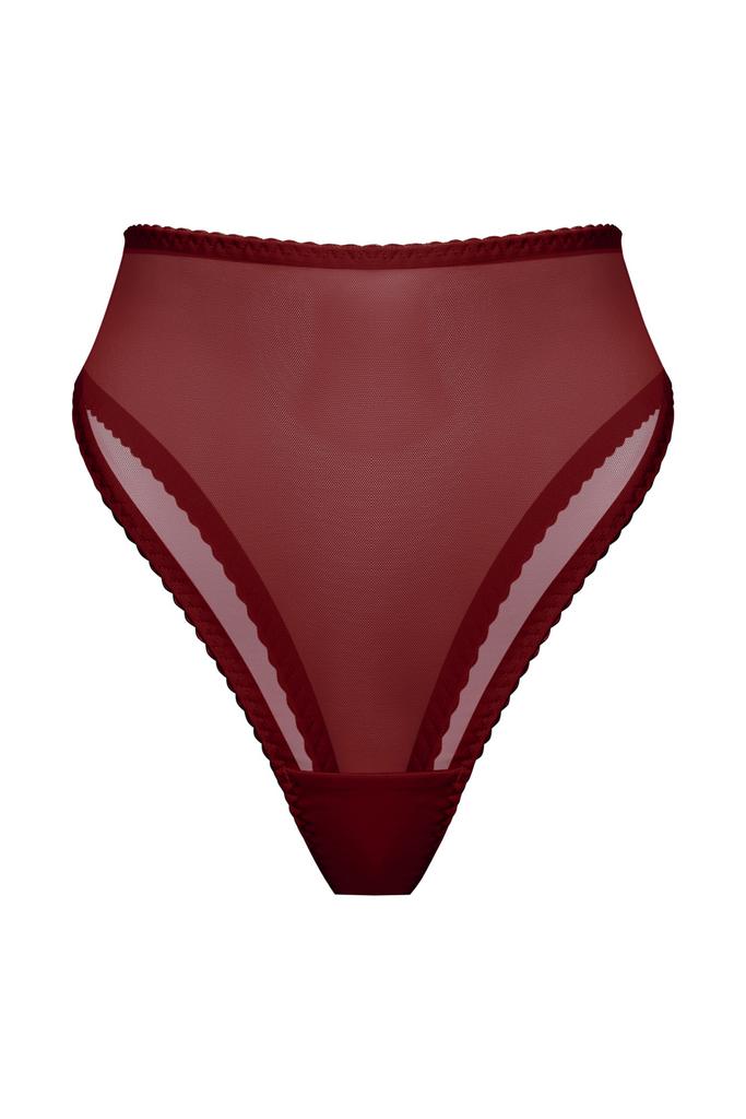 бордовые высокие трусы бразильяна omut из сетки