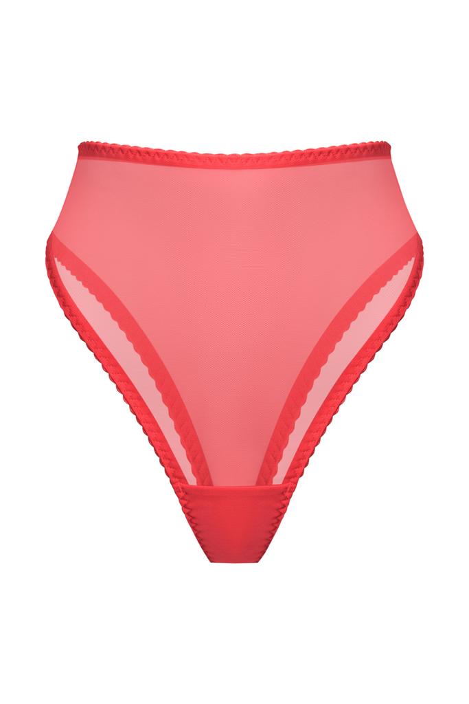 красные высокие трусы бразильяна omut из сетки