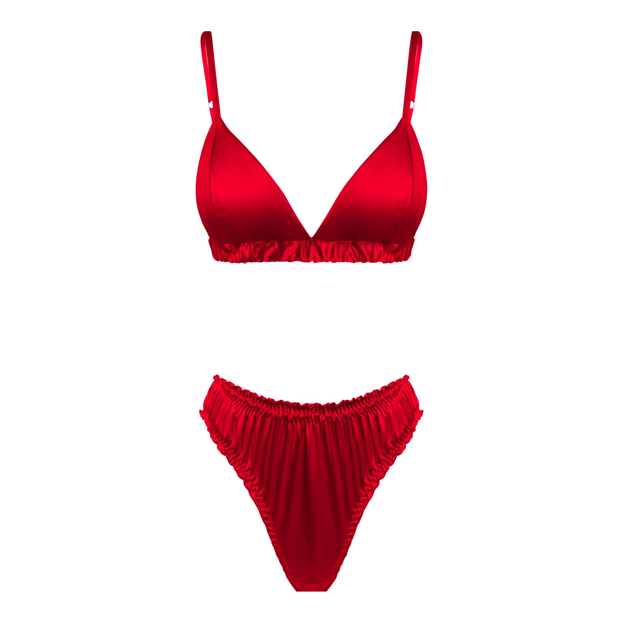 красный шелковый комплект naomi