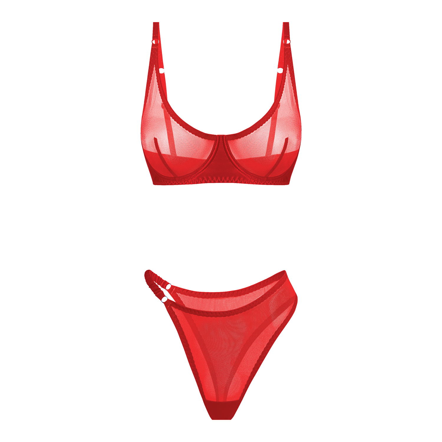 красный комплект naomi из сетки и шелка