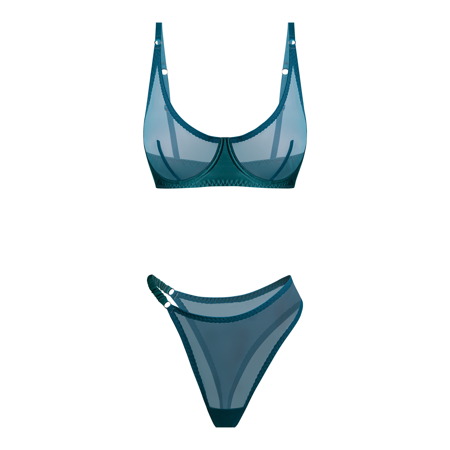 изумрудный комплект naomi из сетки и шелка