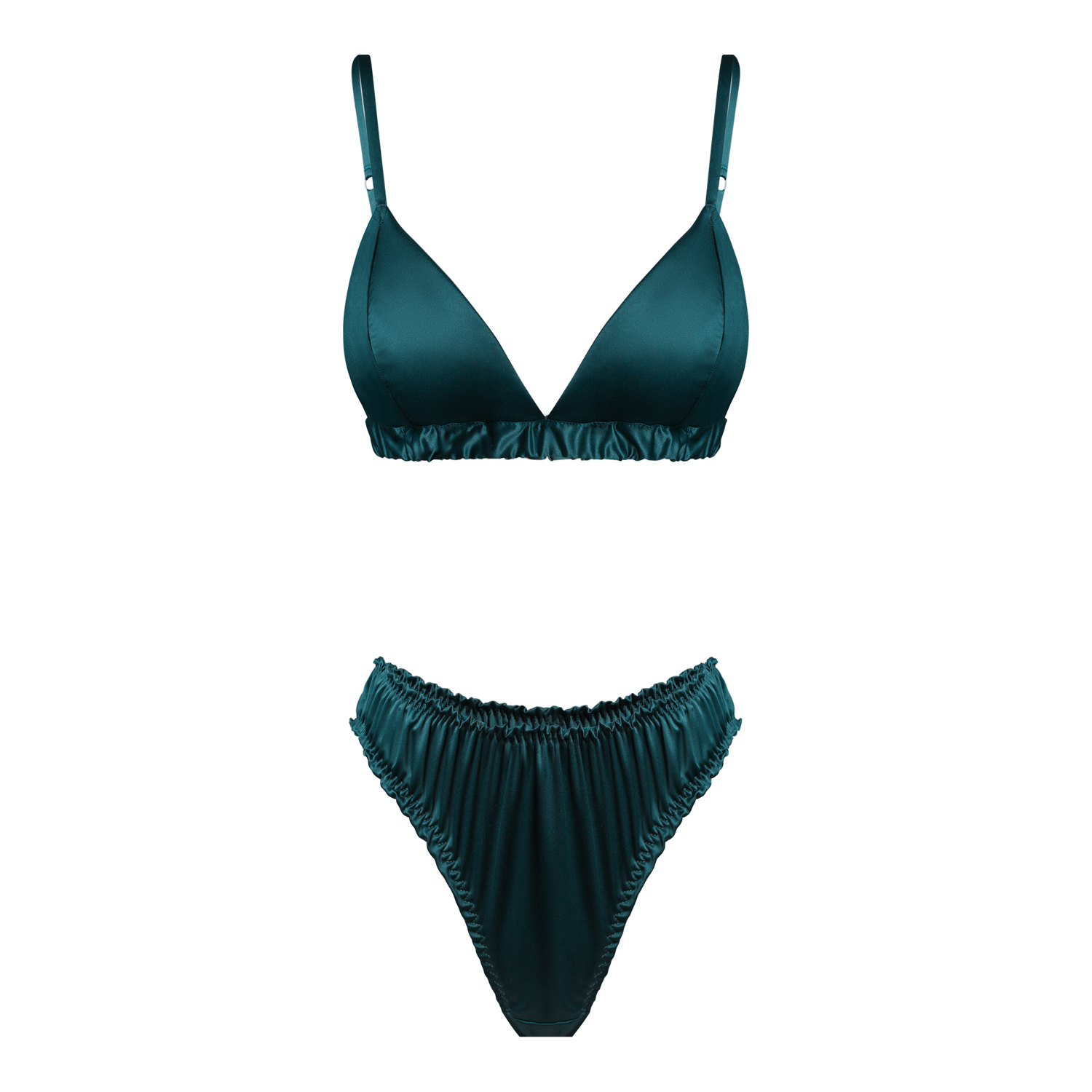 изумрудный шелковый комплект naomi