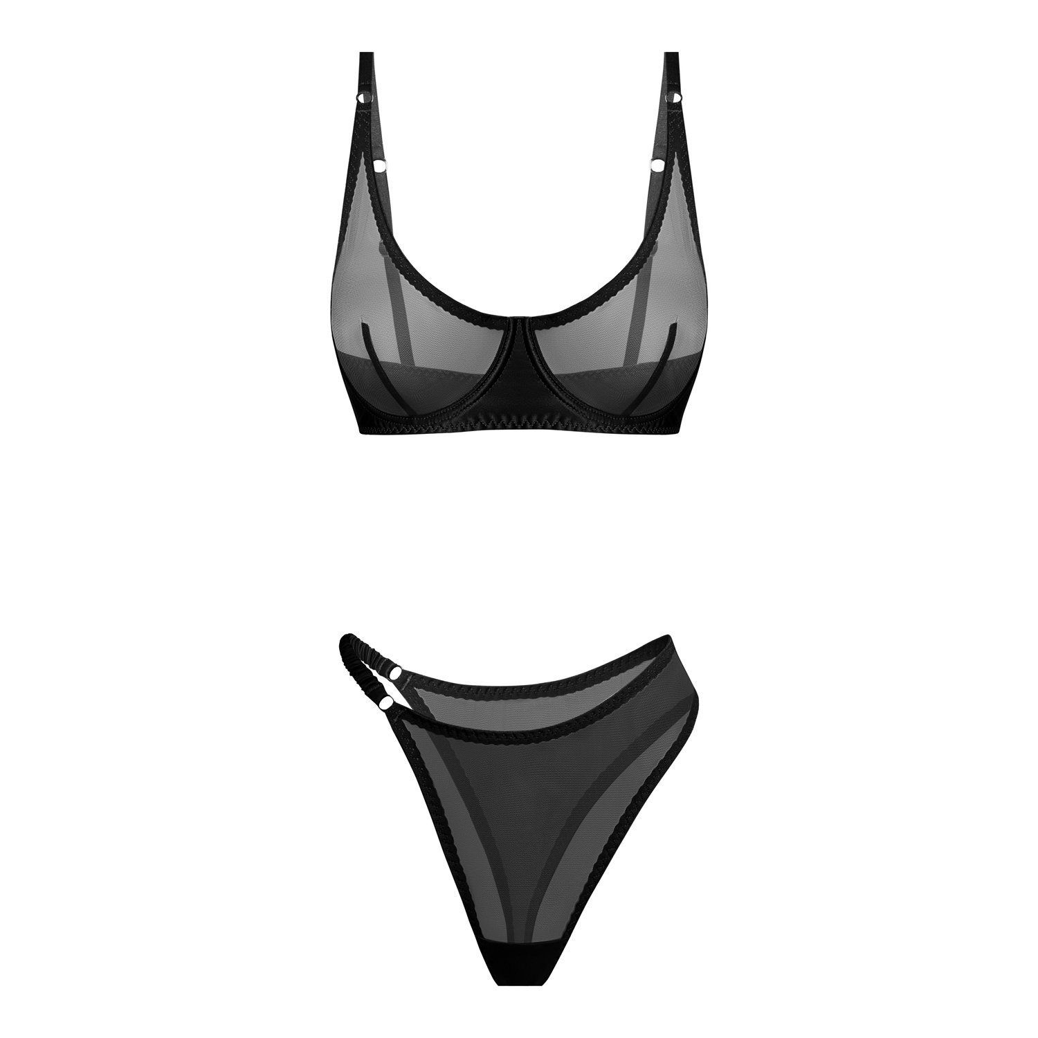 черный комплект naomi из сетки и шелка