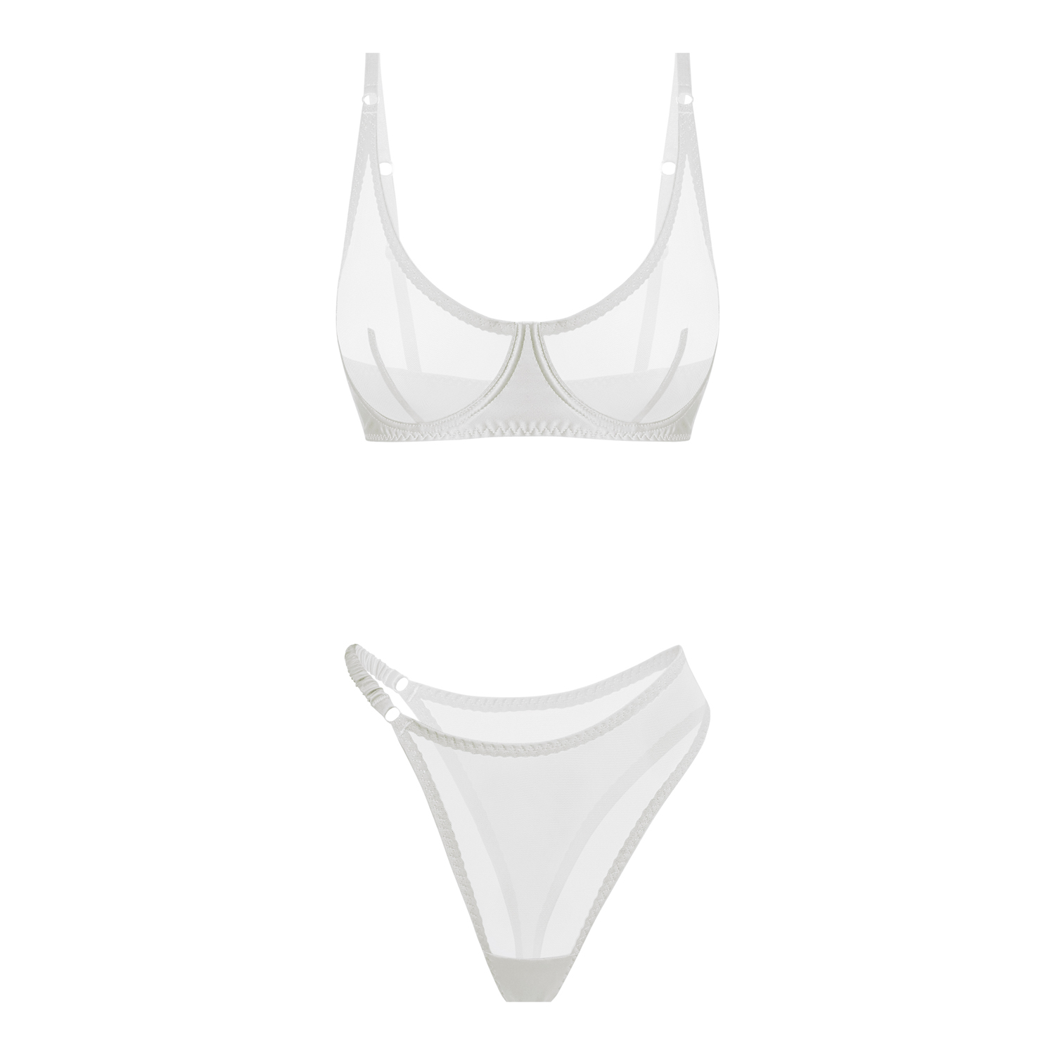 белый комплект naomi из сетки и шелка