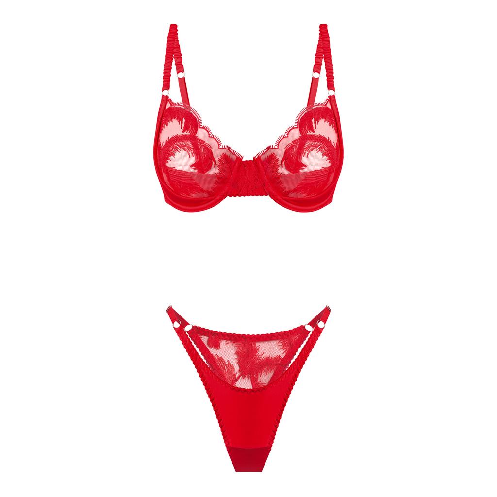 красный шелковый комплект blaze с вышивкой