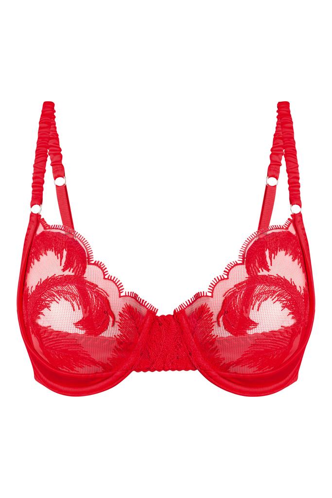 красный шелковый бра blaze с вышивкой