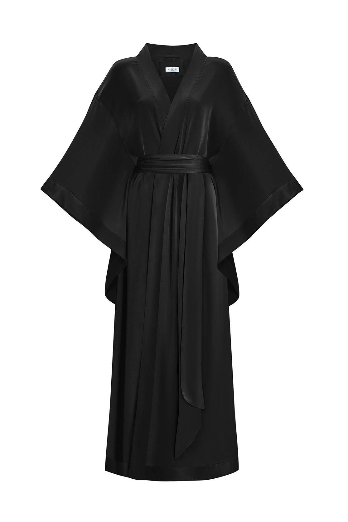 шелковый халат-кимоно в черном цвете