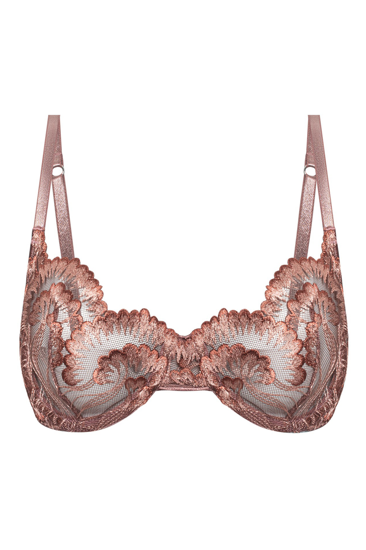 коричневый бра courage из сетки с вышивкой