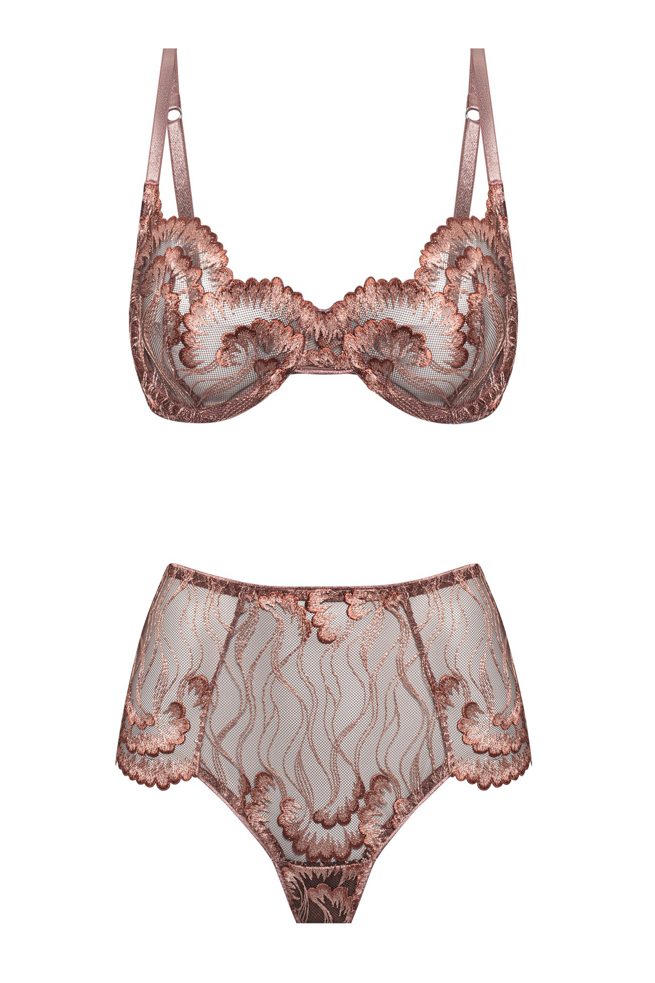 коричневый кружевной комплект courage