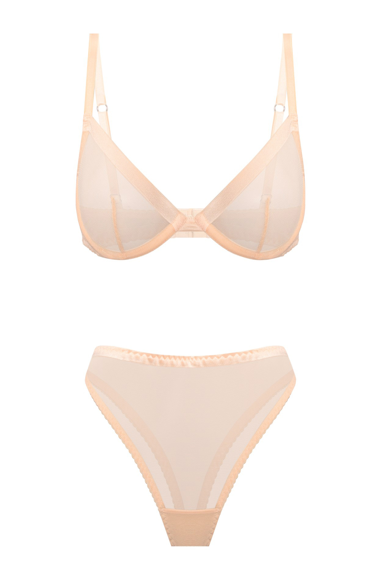 персиковый комплект peach из сетки