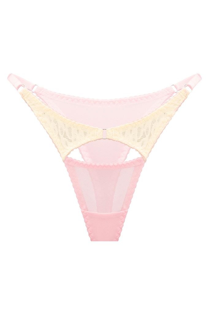 двухцветные трусы blush из сетки и кружева