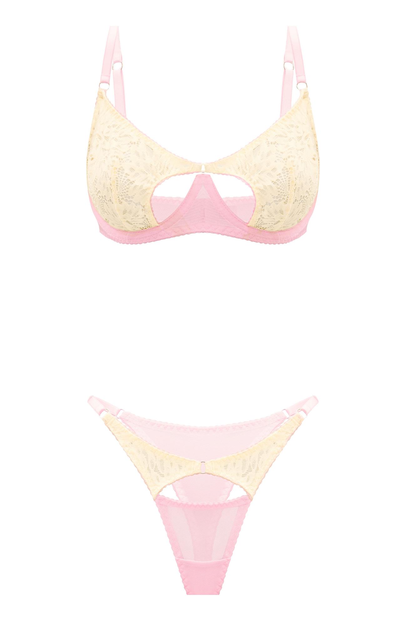 двухцветный комплект blush из сетки и кружева