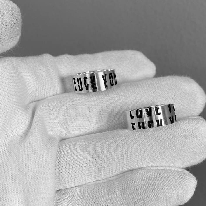 Кольцо Серия "Love you / F*ck you" версия 1 (гравировка по краям)