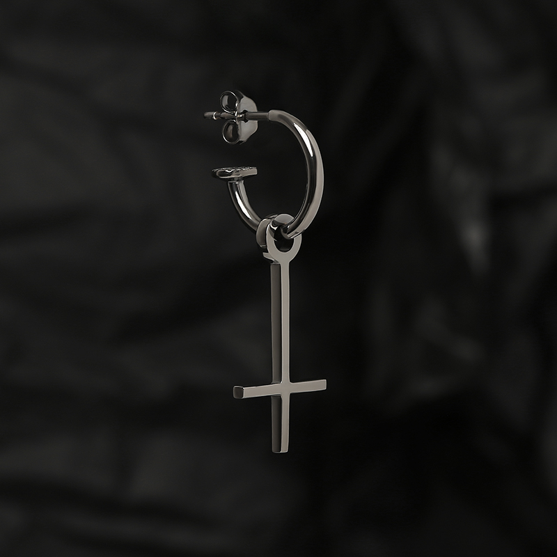 Моносерьга круглая чернёная