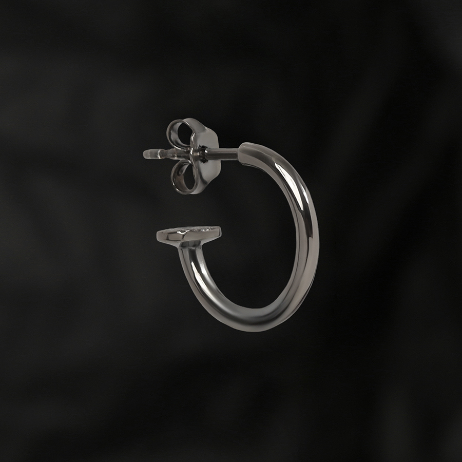 Моносерьга круглая чернёная