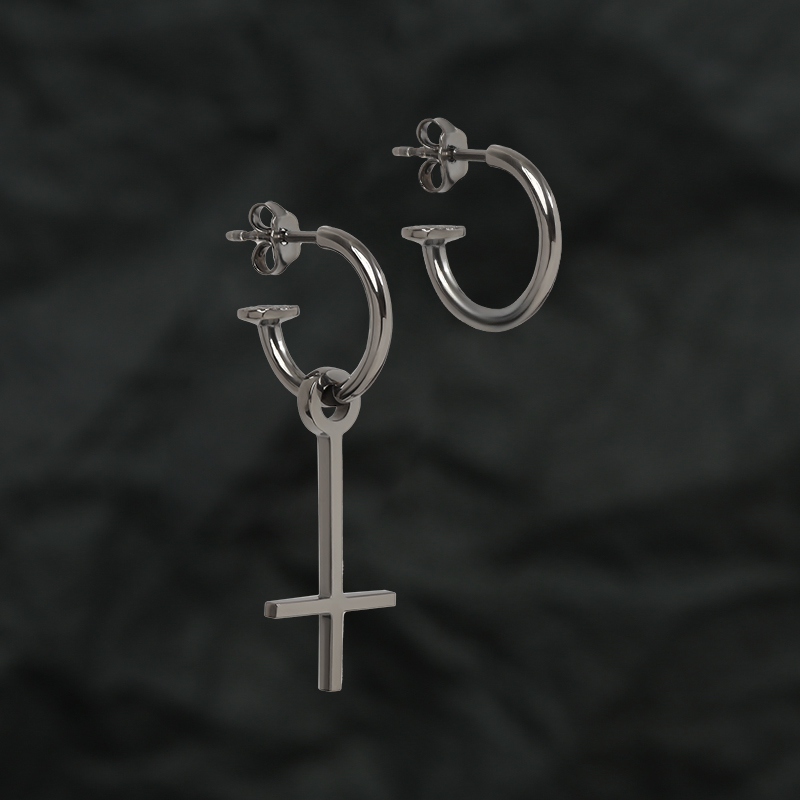 Серьги круглые чернёные