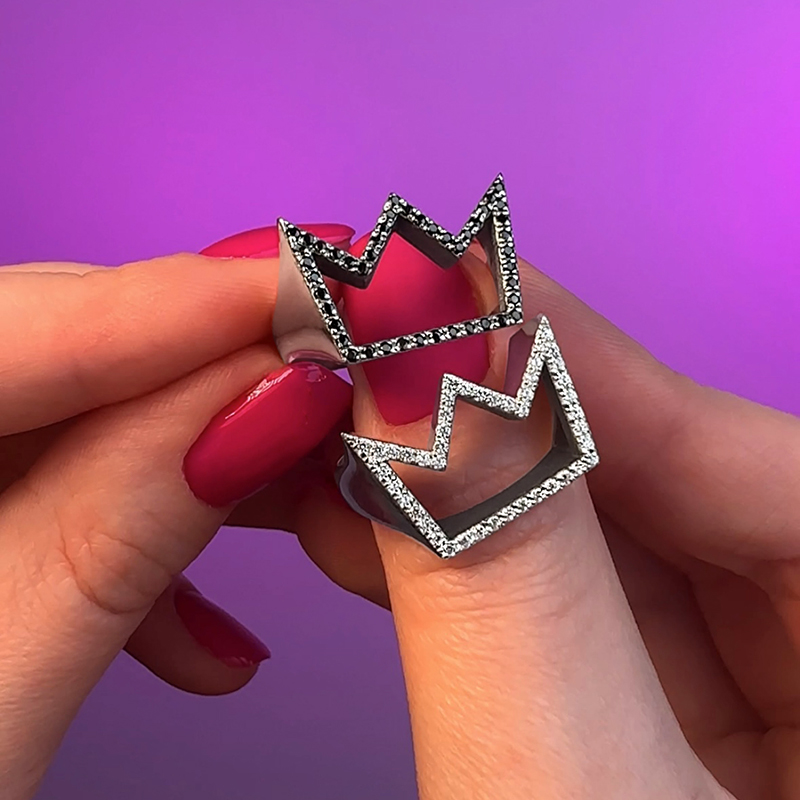 Кольцо "Корона" белые фианиты