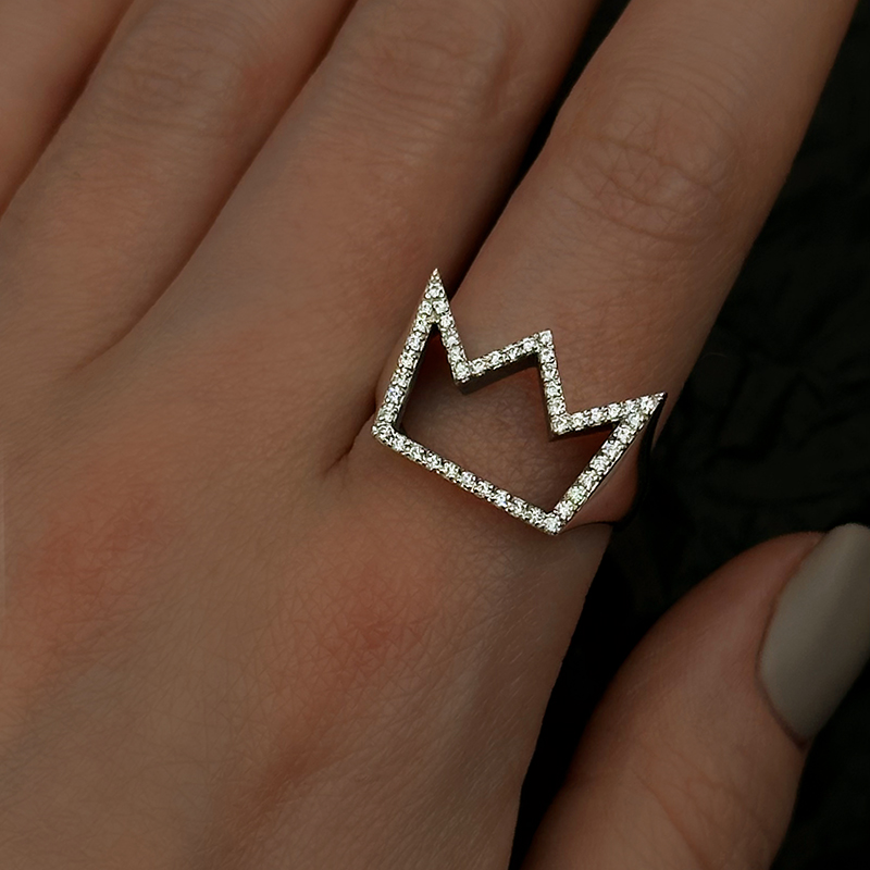 Кольцо "Корона" белые фианиты