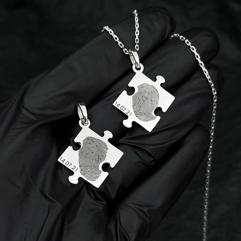 Кулон "Пазл" с отпечатком пальца