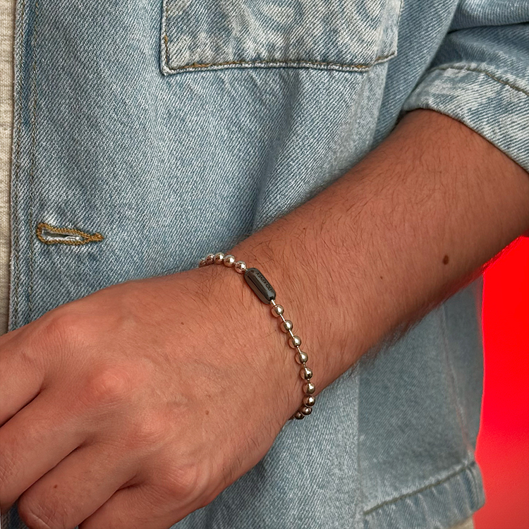 Браслет "Шарики" 5 мм чернёный