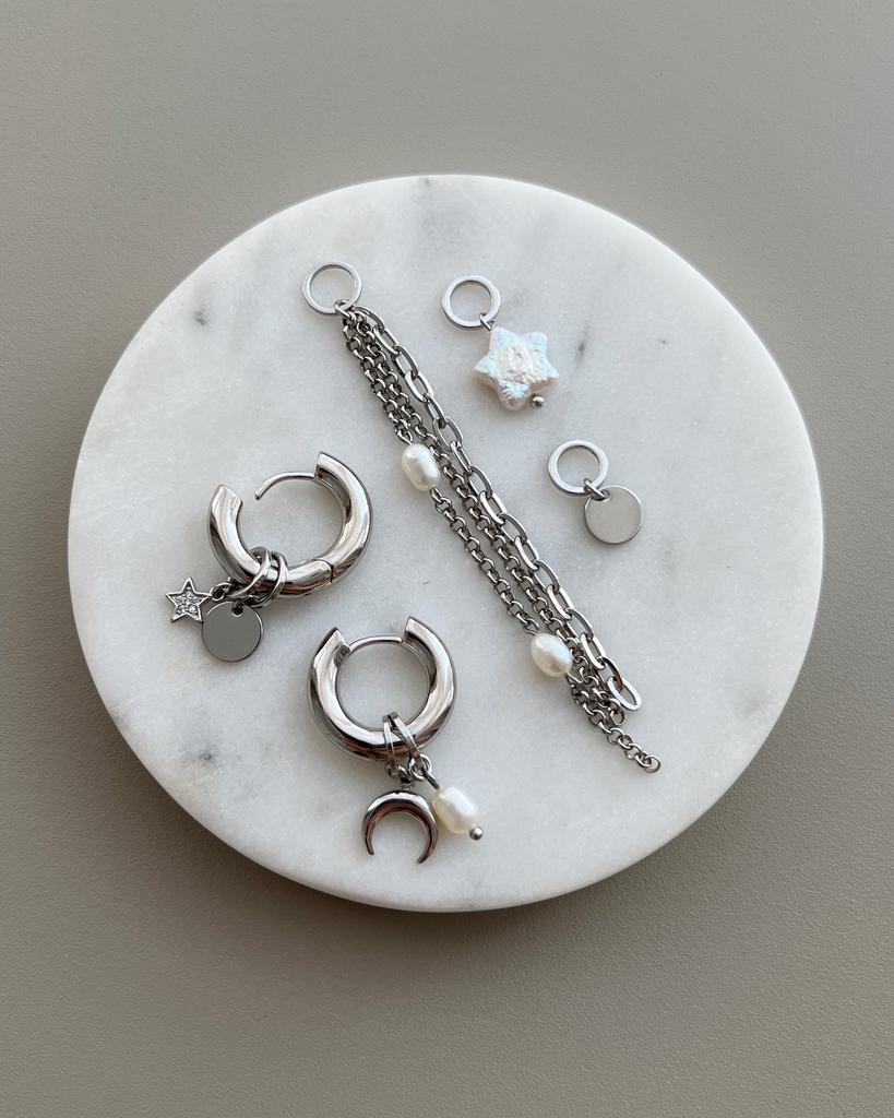 Серьги-основа + набор съёмных подвесок / гладкая + звёзды
