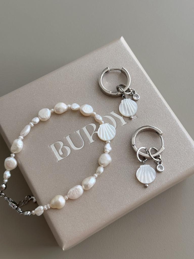 Комплект украшений: серьги + браслет / ракушки