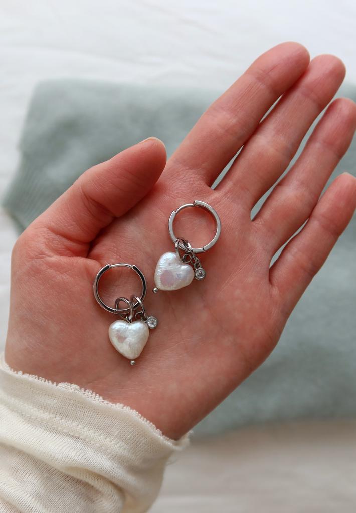 Серьги со съёмными подвесками / сердечки со стразами