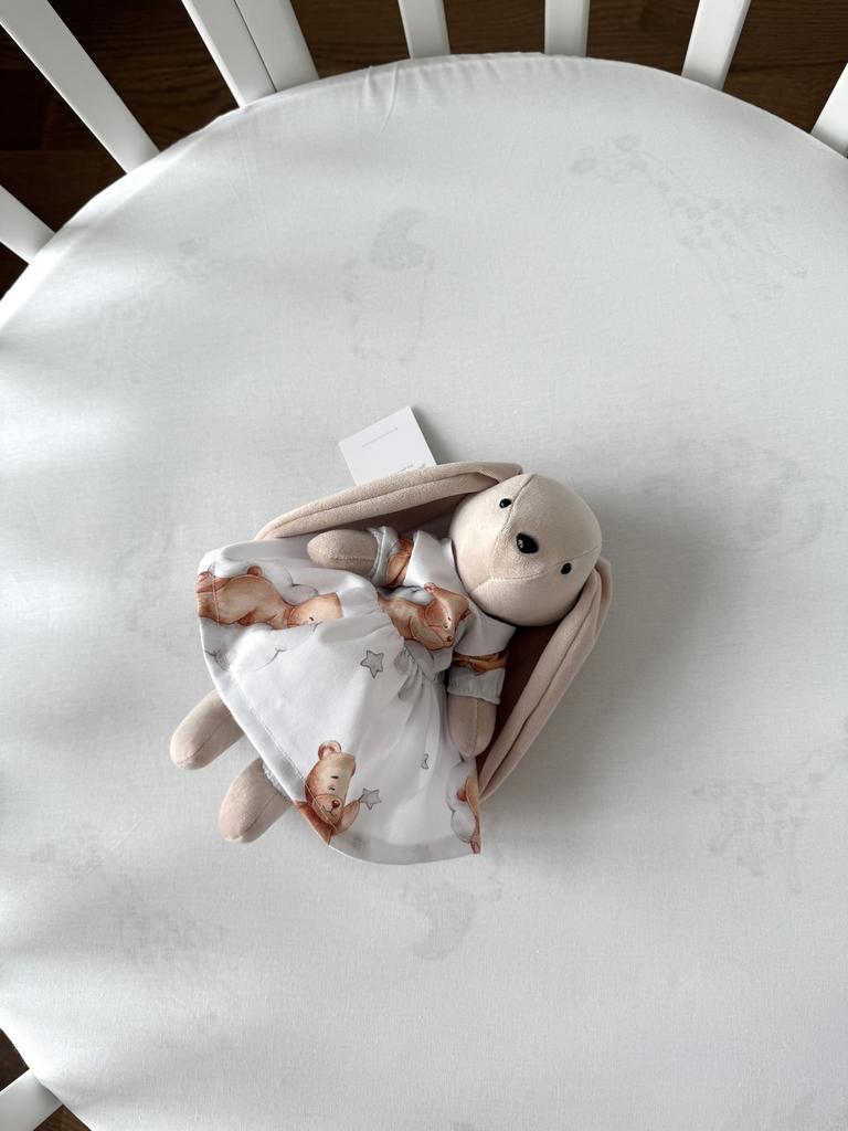 Зайка из велюра в платьице.