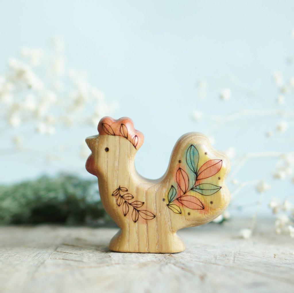 Wooden rooster toy (color)