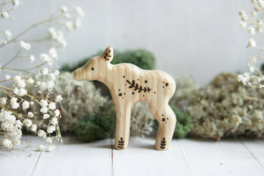 Wooden baby moose toy