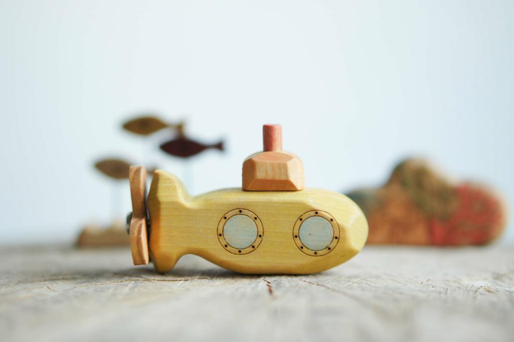 Small submarine wooden toy