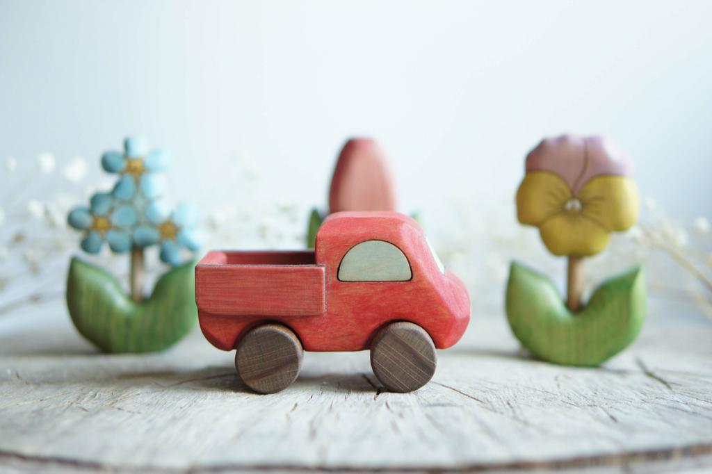 Red car wooden toy