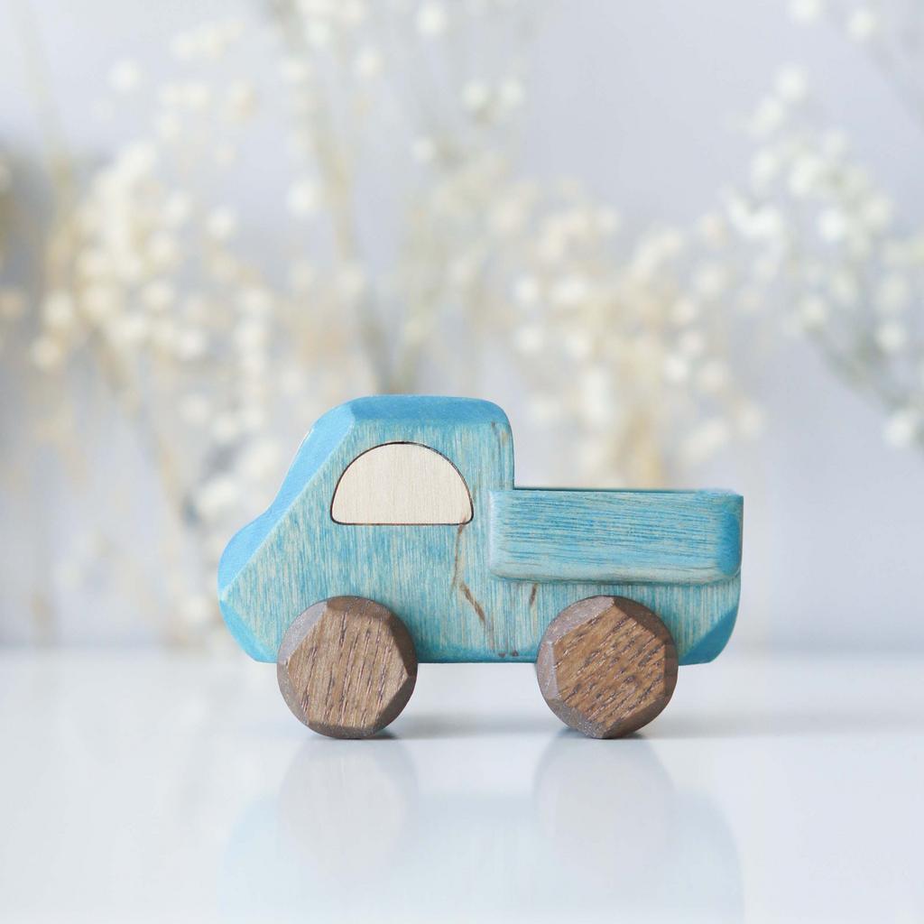 Blue car wooden toy