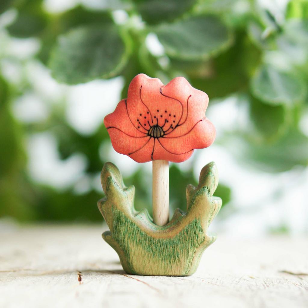 Poppy  flower wooden toy (birth flower August)