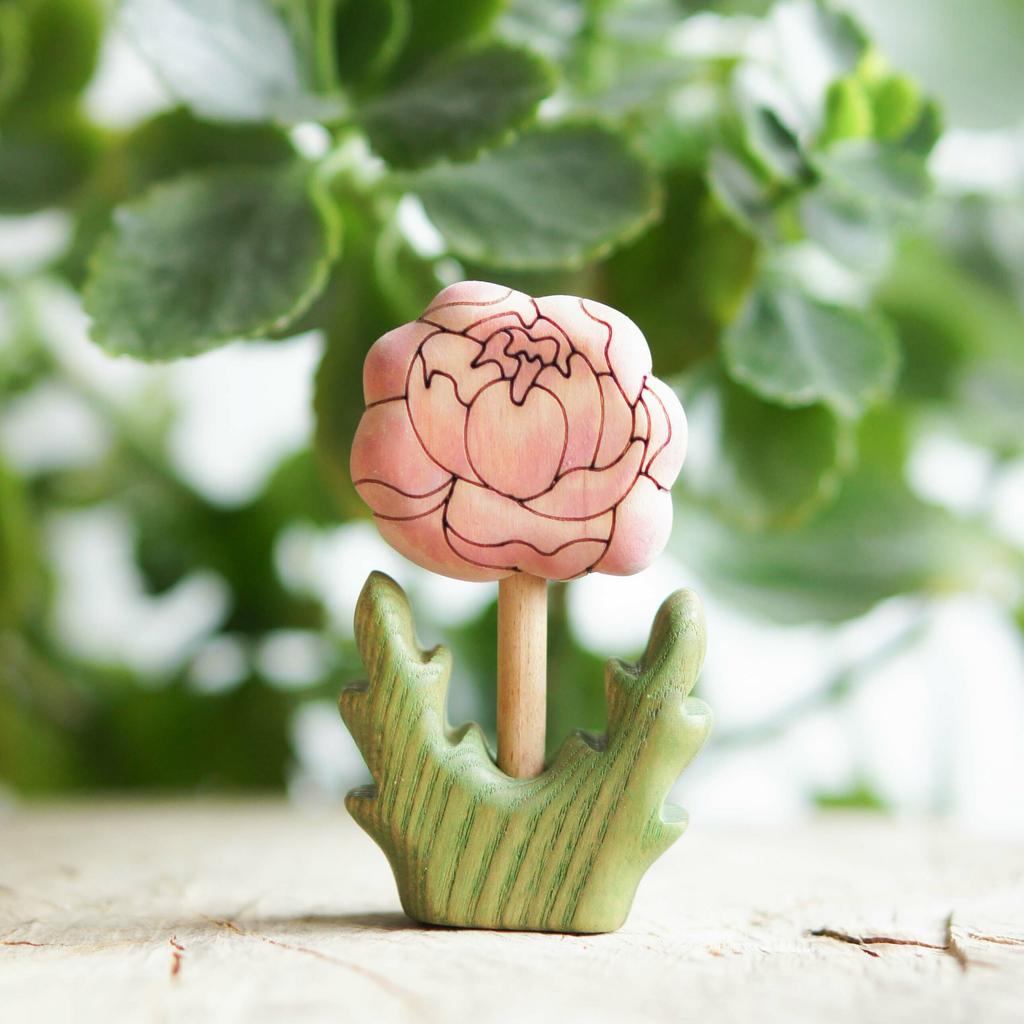 Peony flower wooden toy (birth flower November)