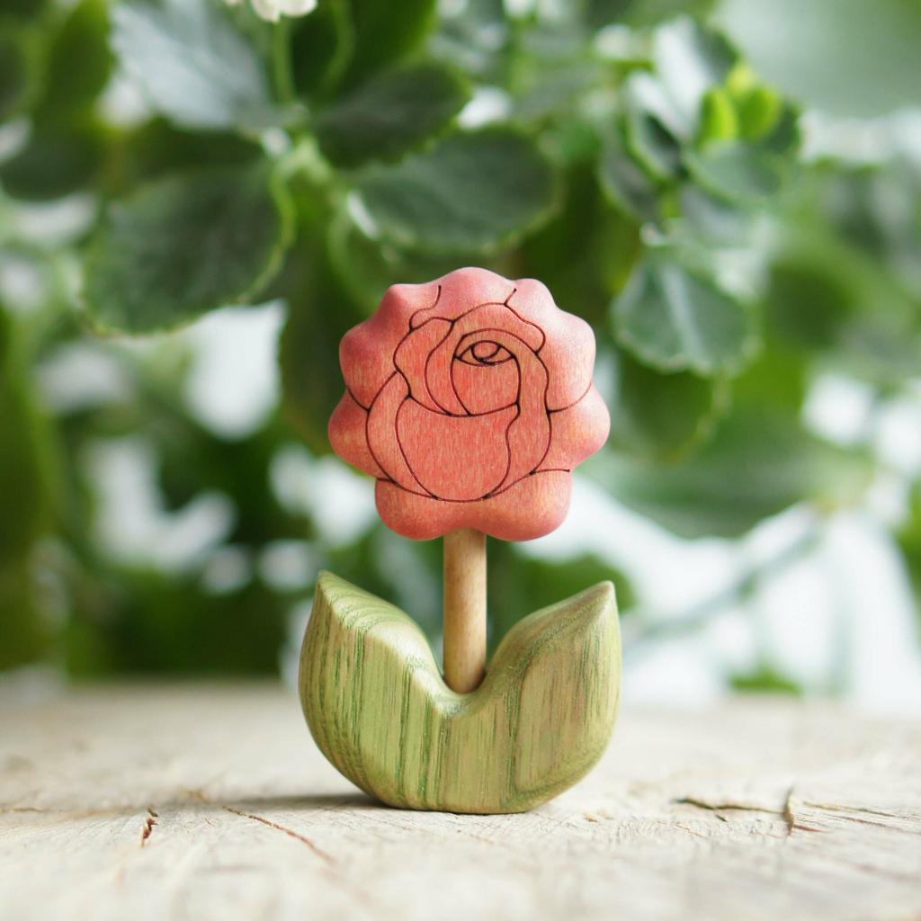Rose flower wooden toy (birth flower June)
