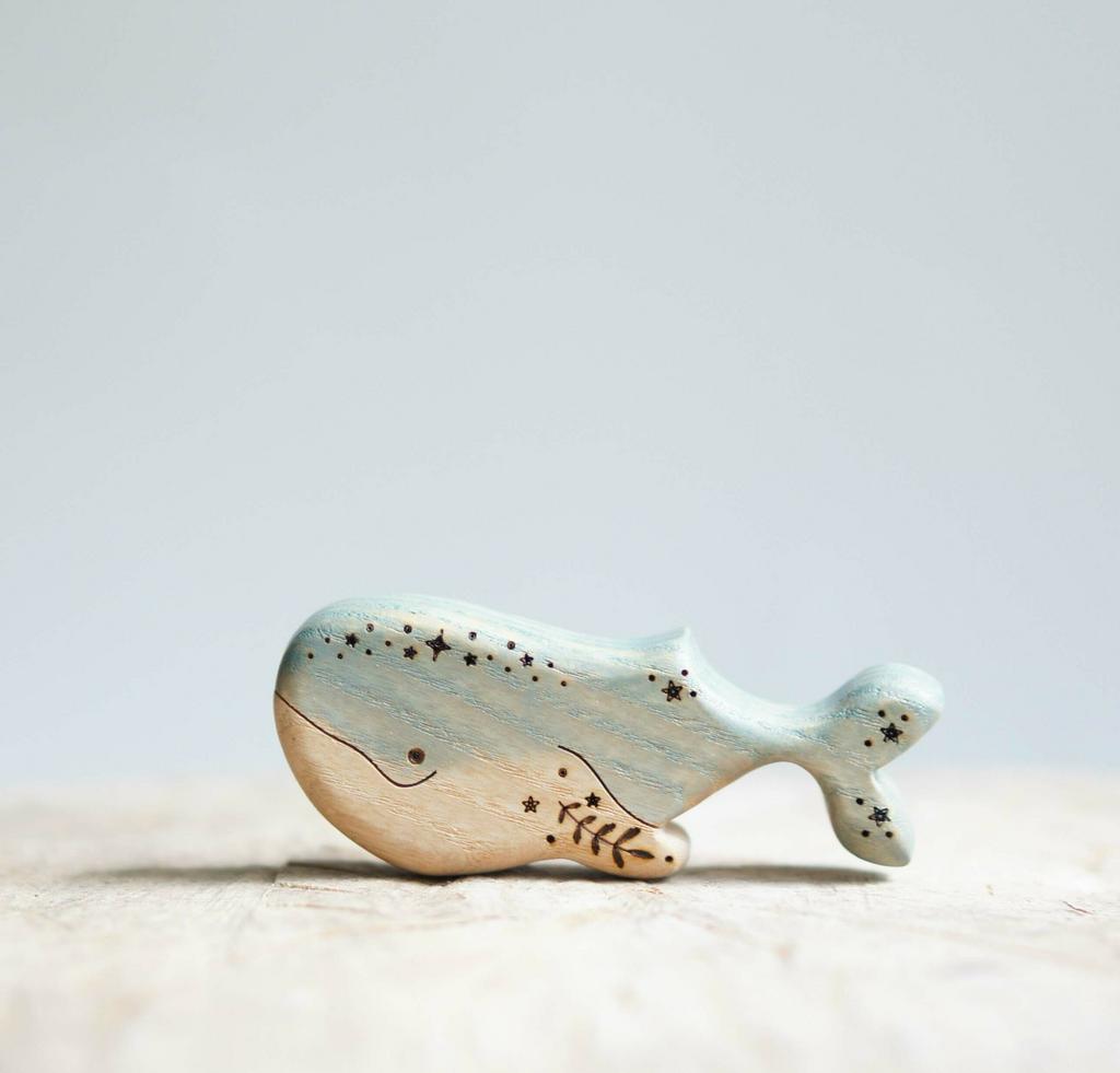 Wooden whale baby toy  (medium)