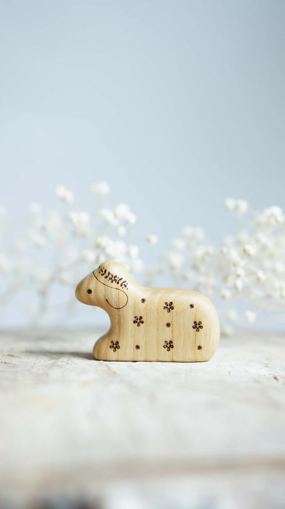 Lamb (lying ) wooden toy natural