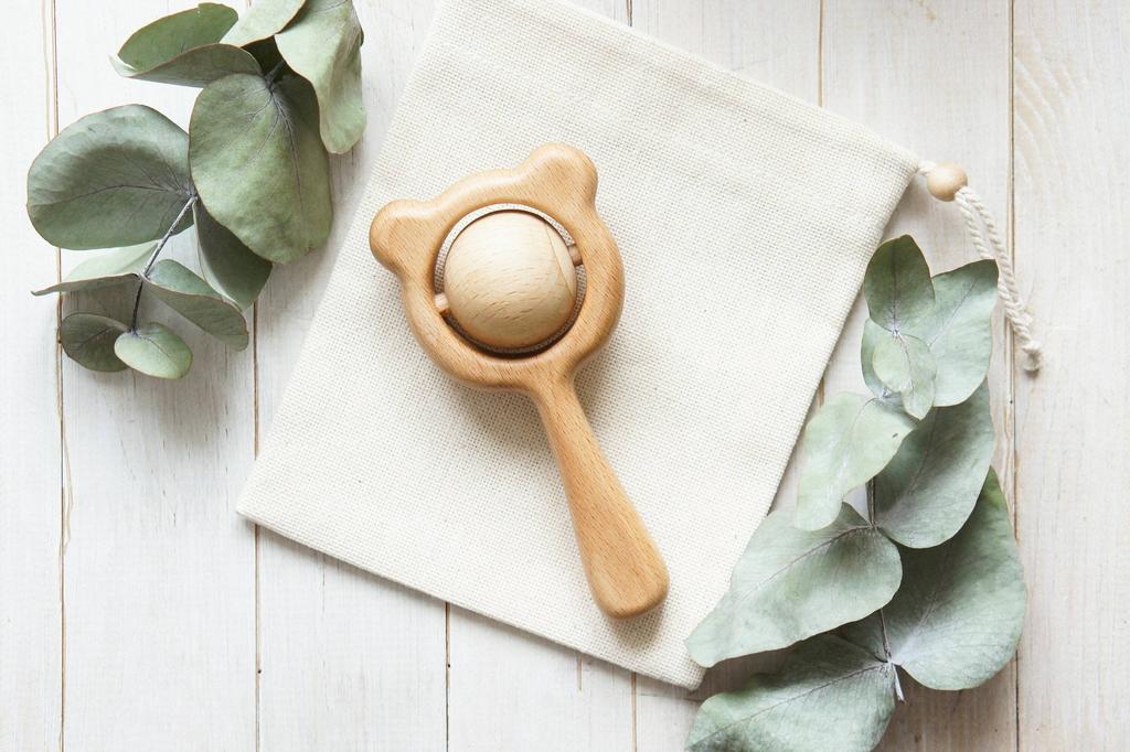 Traditional wooden bear rattle