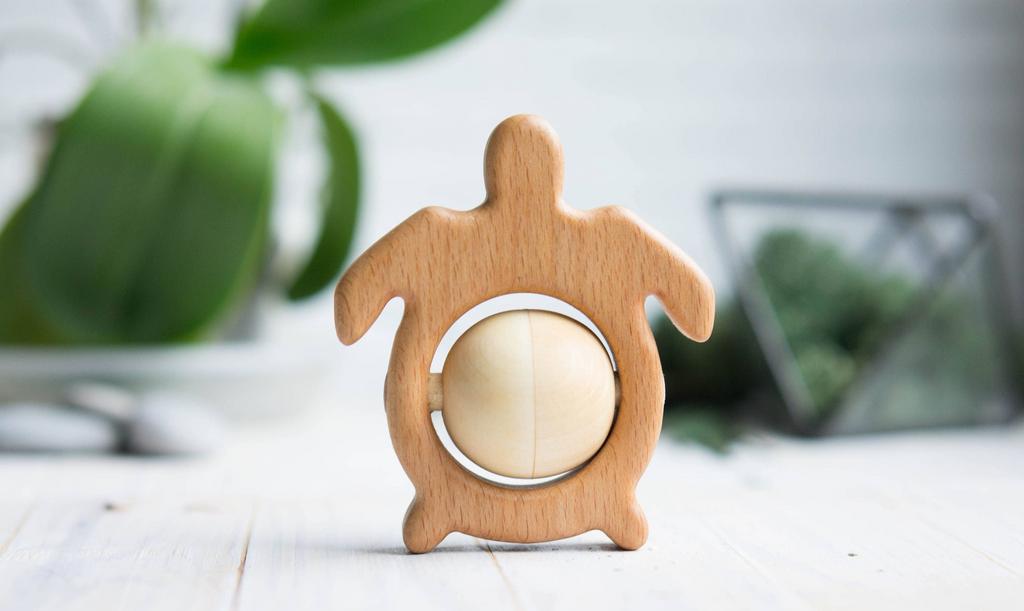 Traditional wooden turtle rattle