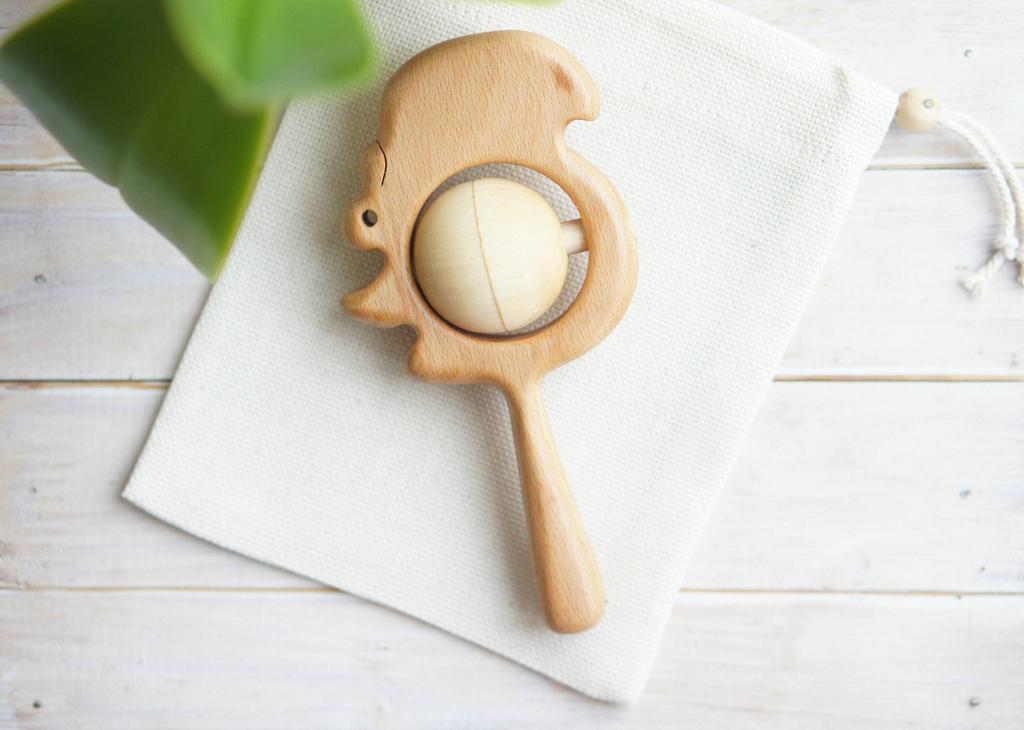 Traditional wooden squirrel rattle